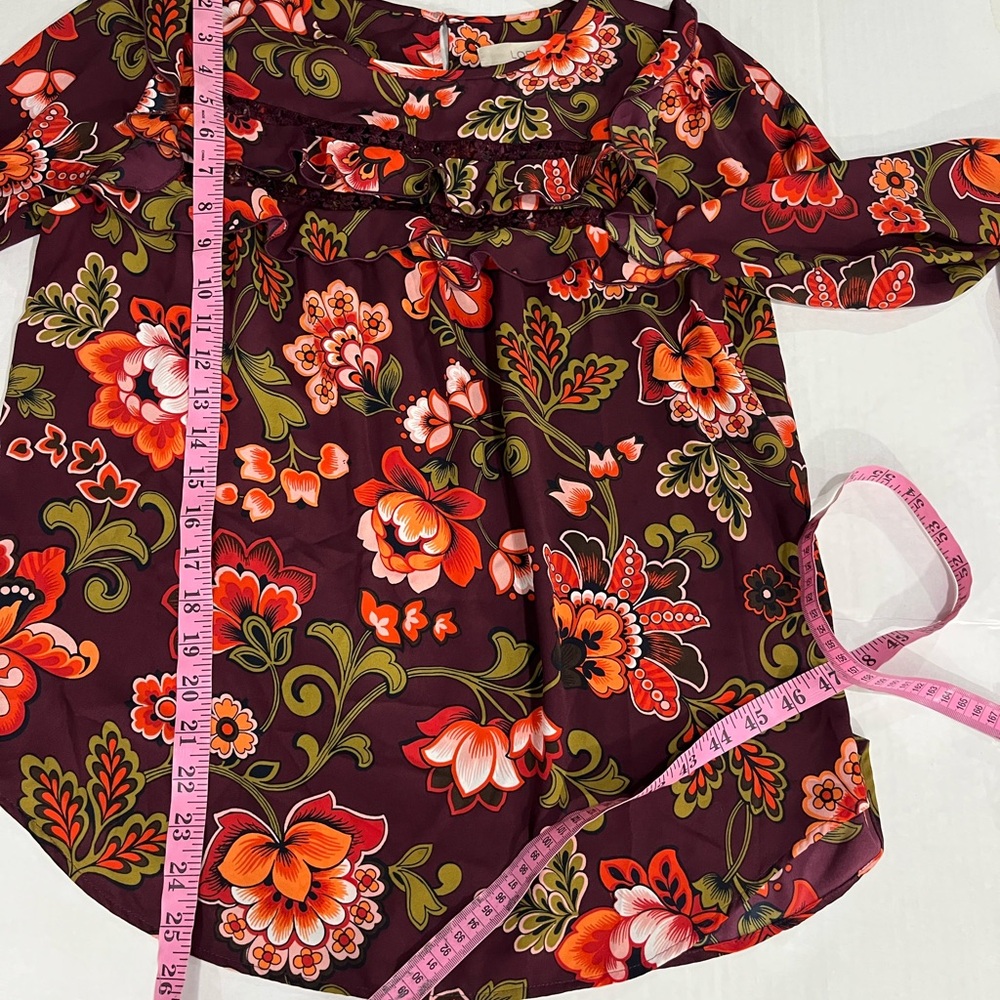 LOFT FLORAL PULLOVER TOP WITH RUFFLE DETAIL (a239) - Picture 11 of 14